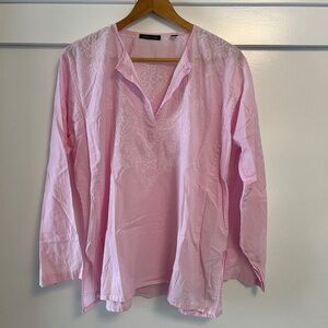 SAM HILU'S Pink Embroidered Paisley Floral India Top L